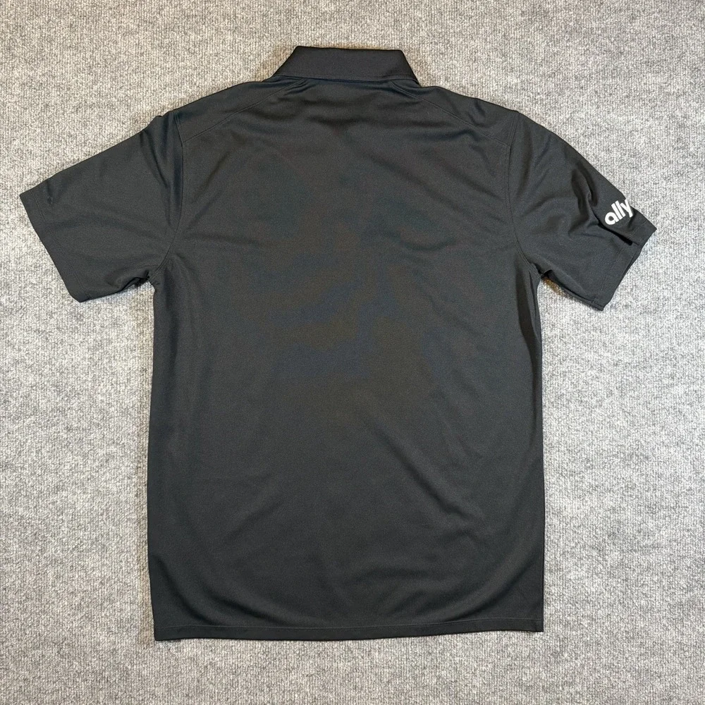 Nike Mens M Performance Short Sleeve Polo Black Embroidered Ally‎ Bank Sleeve